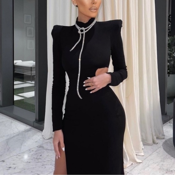 Zara Black Maxi Dress with Silver Accents - Picture 2 of 16